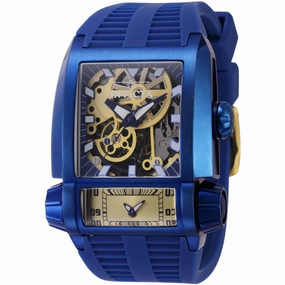 Invicta Men's Watch - Akula Blue and Gold Tone Skeleton Dial Silicone Strap | 41730