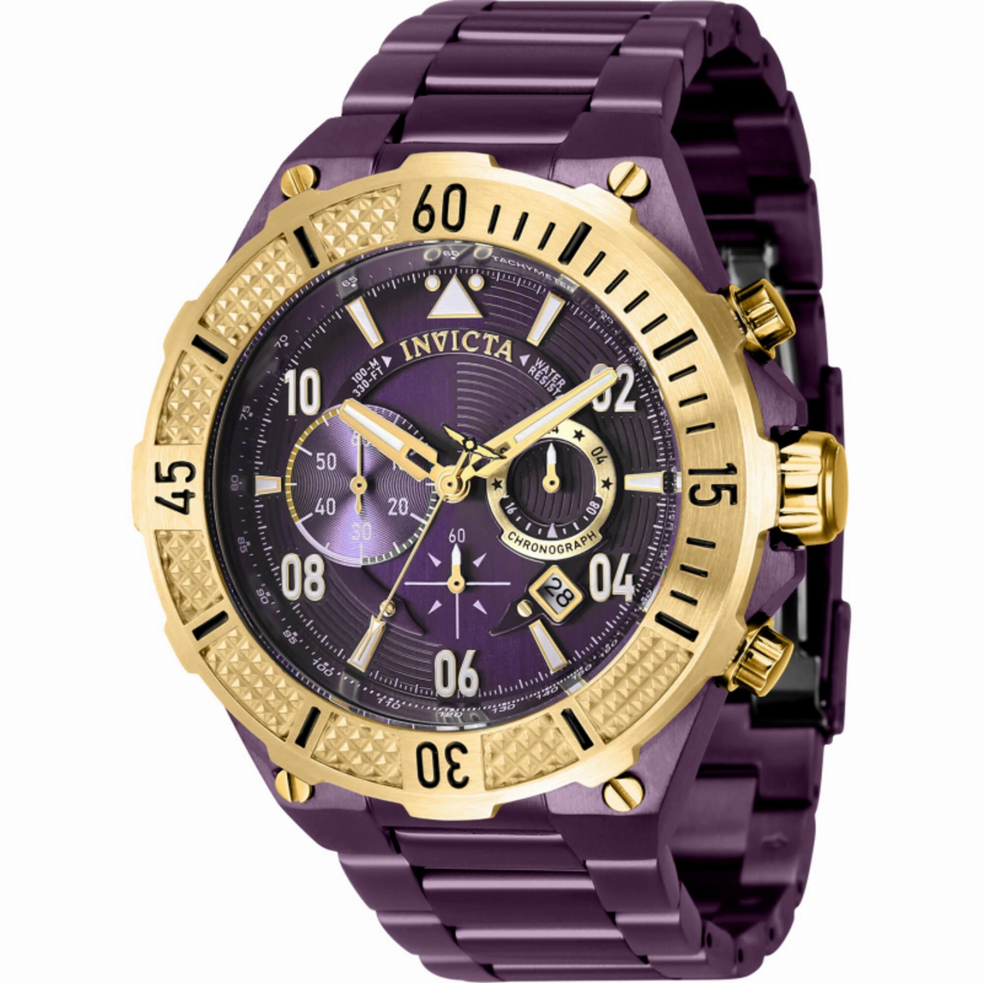 Invicta Men's Watch - Aviator Chronograph Purple and Gold Tone Dial Bracelet | 40514