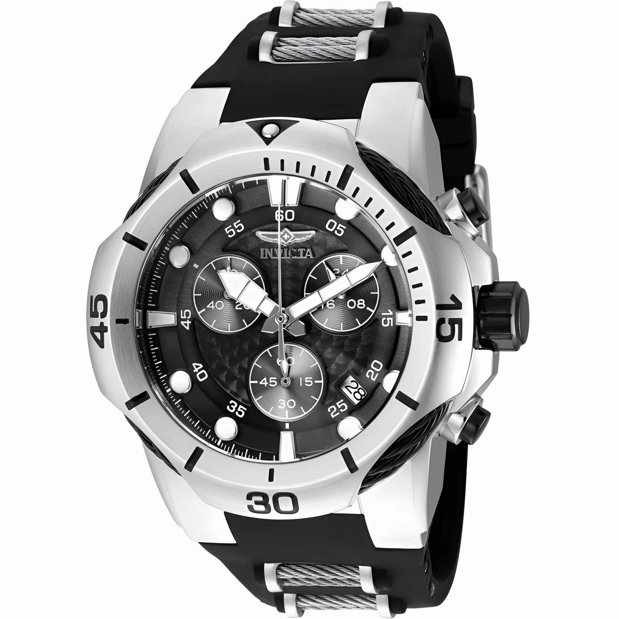Invicta Men's Watch - Bolt Chronograph Charcoal Dial Black and Silver Strap | 31166