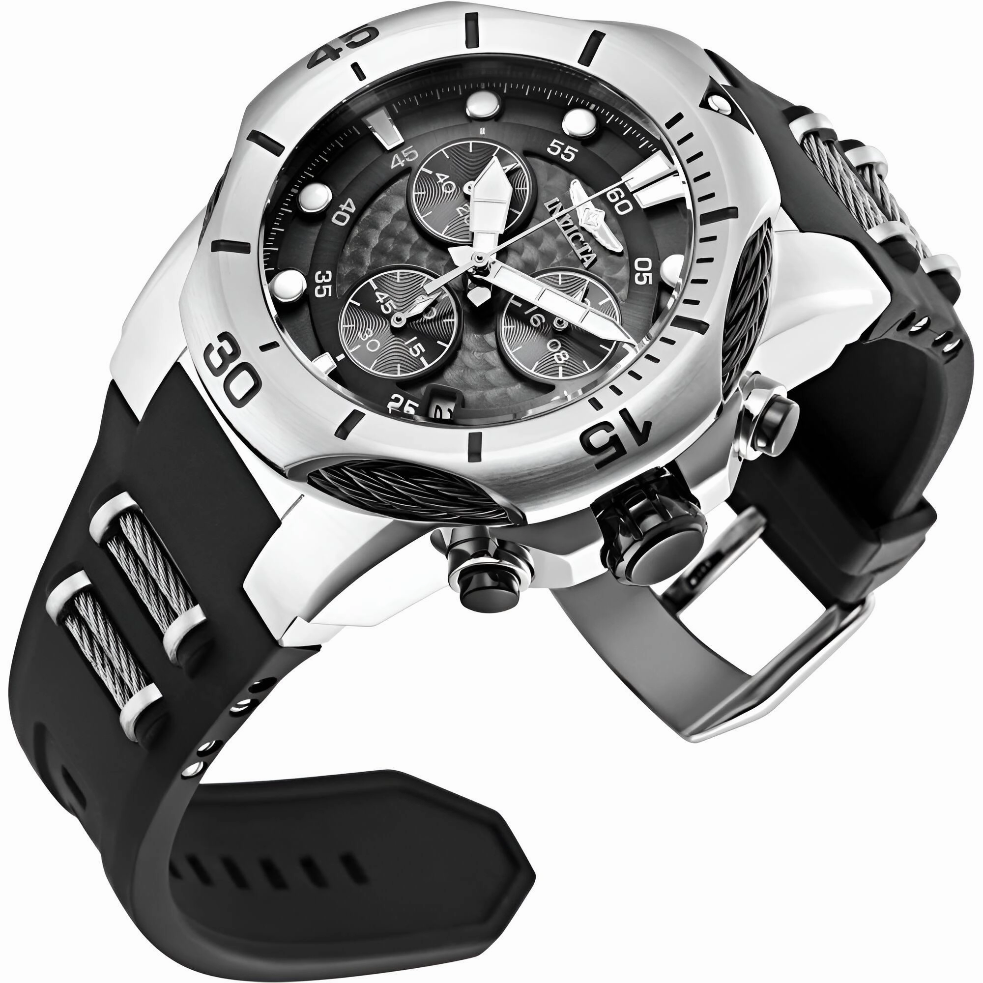 Invicta Men's Watch - Bolt Chronograph Charcoal Dial Black and Silver Strap | 31166
