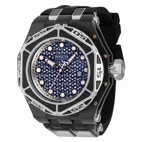 Invicta Men's Watch - Carbon Hawk Automatic Silver and Blue Dial Rubber Strap | 38911