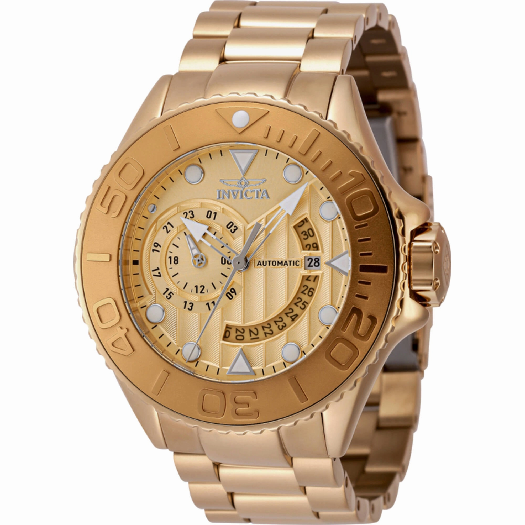 Invicta Men's Watch - Grand Diver Automatic Yellow Gold Steel Bracelet Dive | 48244