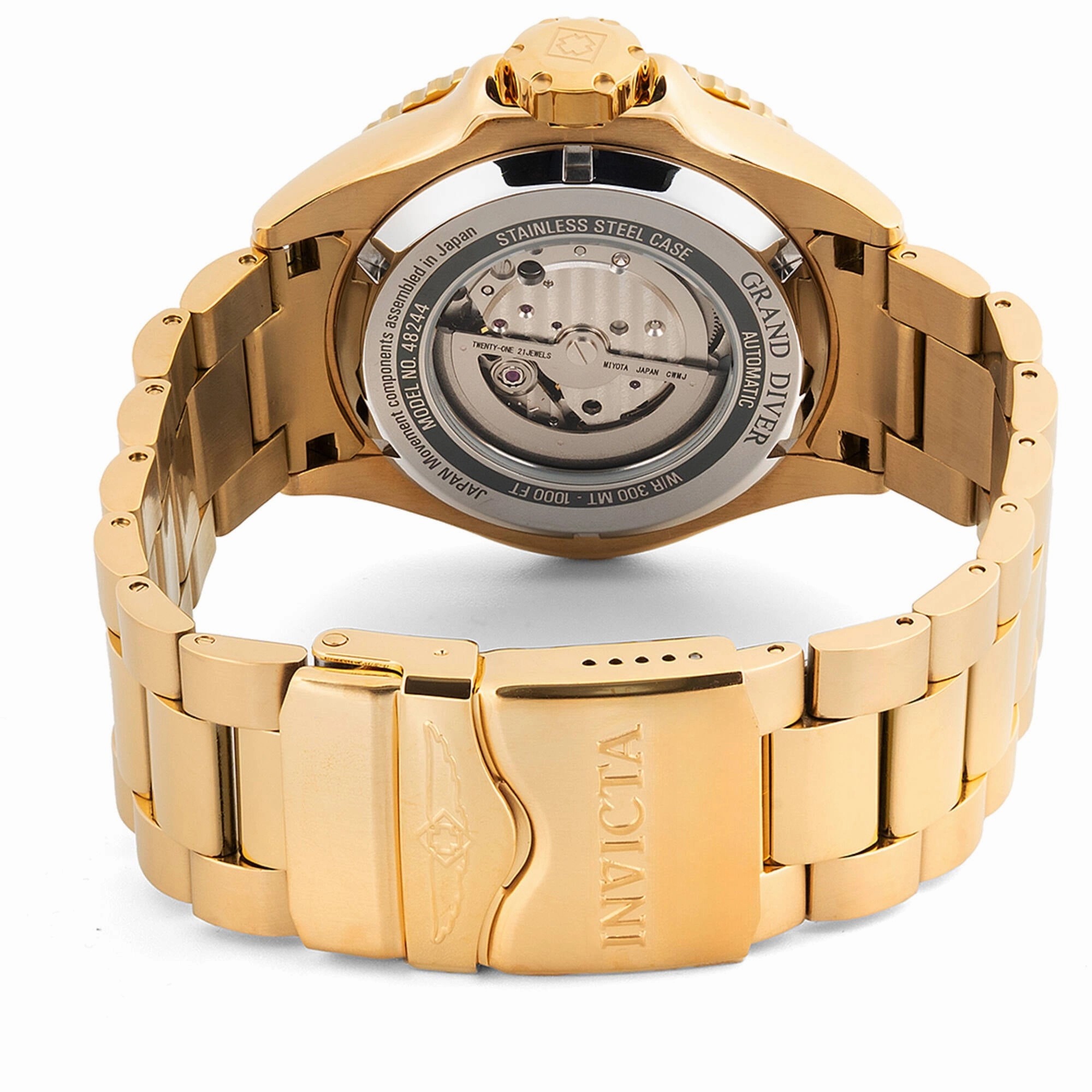Invicta Men's Watch - Grand Diver Automatic Yellow Gold Steel Bracelet Dive | 48244