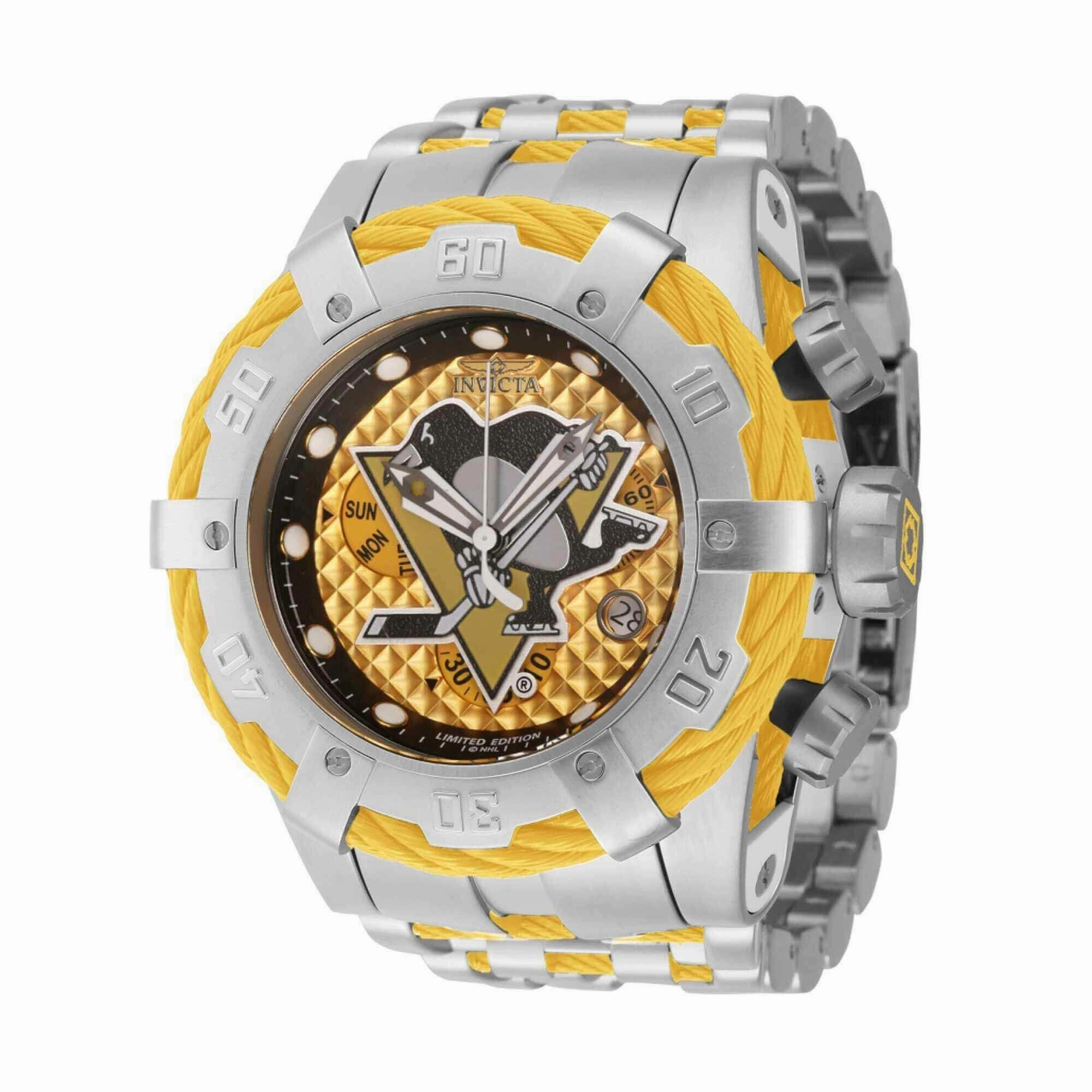 Invicta Men's Watch - NHL Pittsburgh Penguins Yellow and Silver Bracelet | 42015
