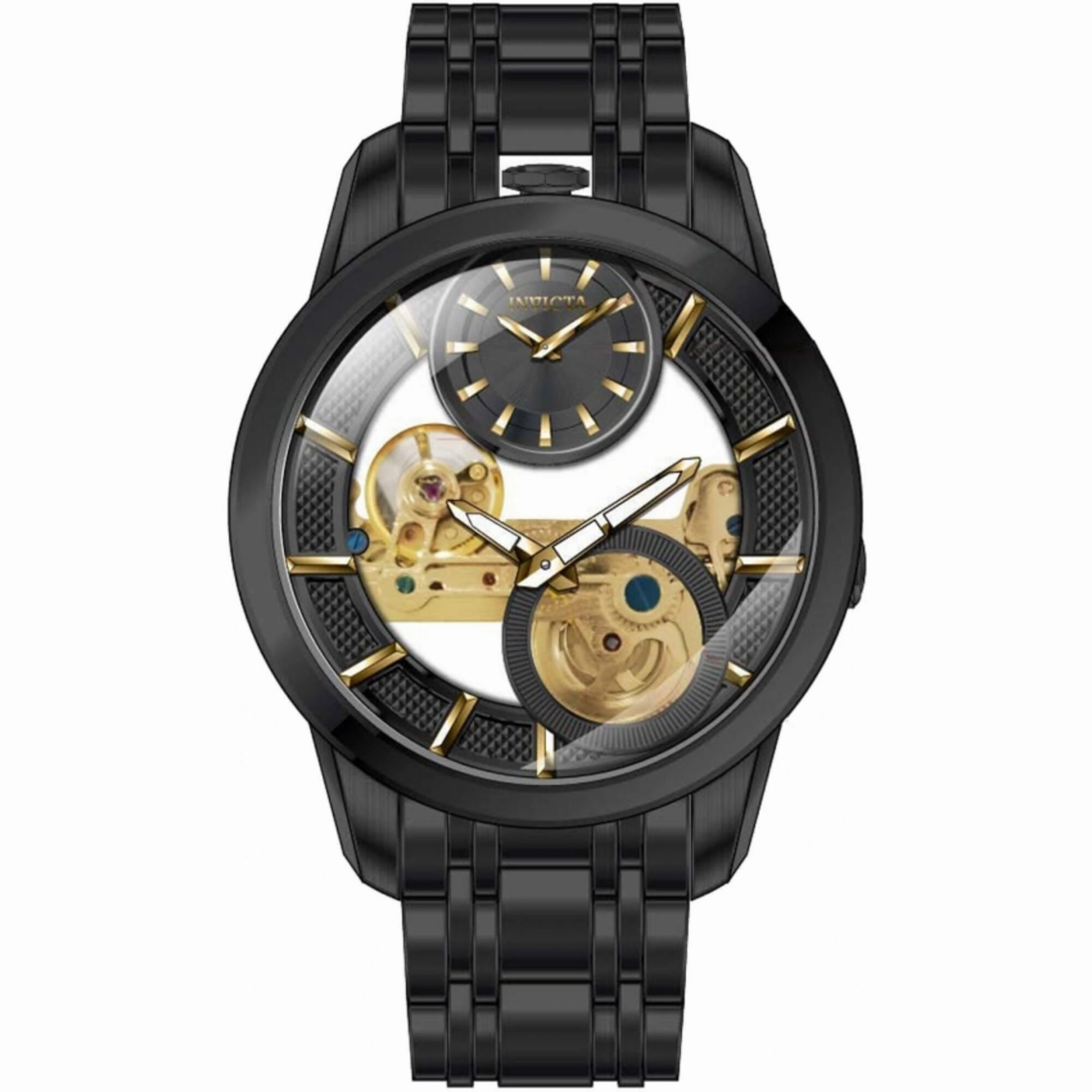 Invicta Men's Watch - Objet D Art Mechanical Skeleton Dial Black Bracelet | 44332
