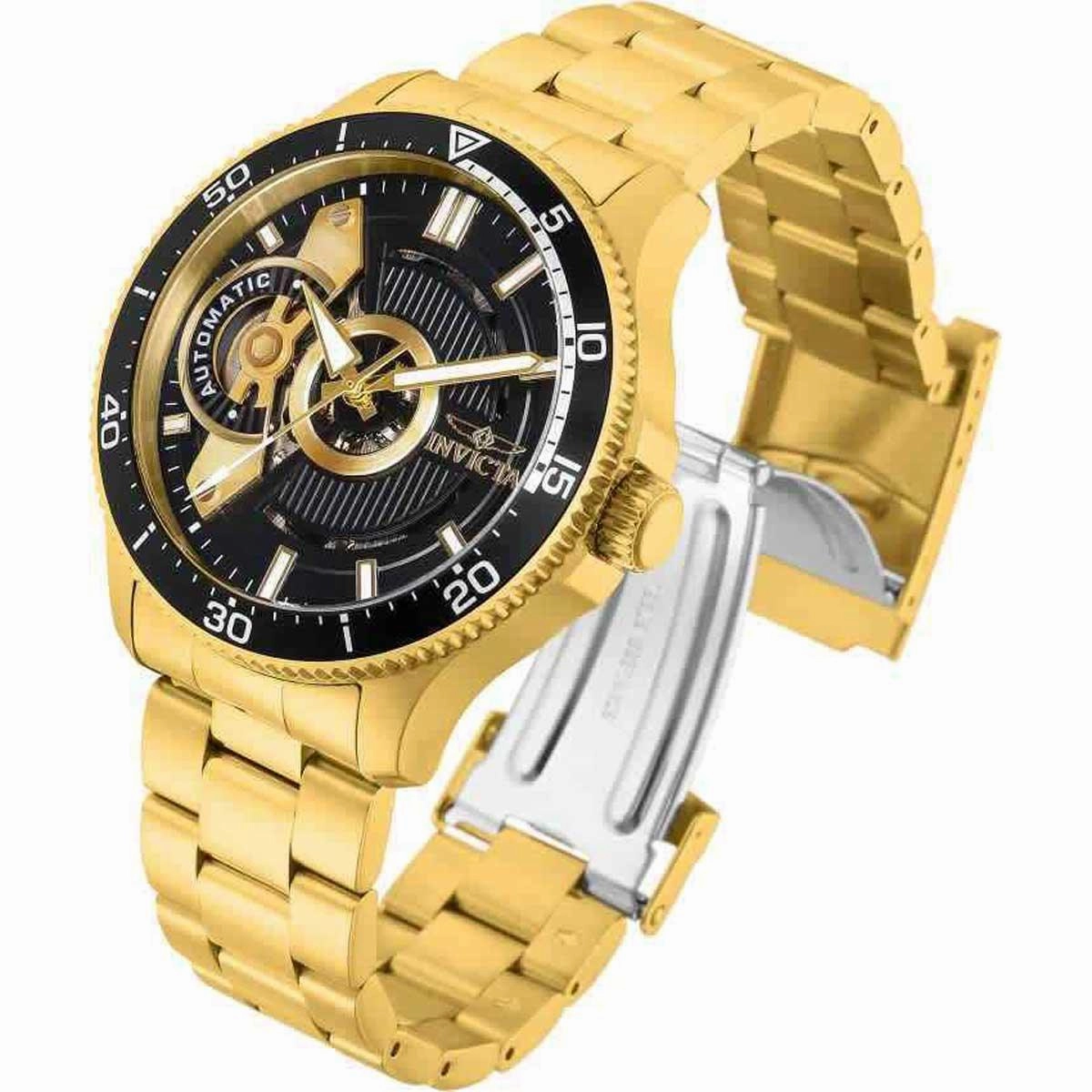 Invicta Men's Watch - Pro Diver Automatic Black Dial Yellow Gold Bracelet | 34053
