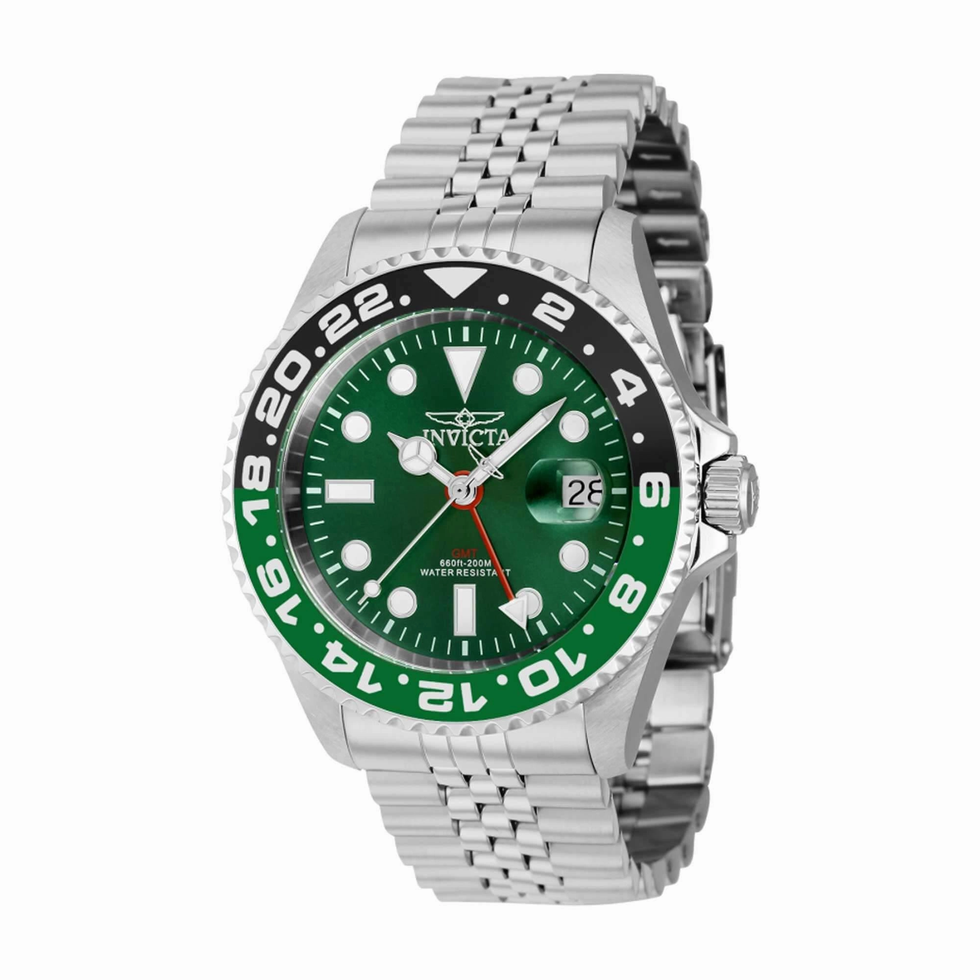 Invicta Men's Watch - Pro Diver Green and Black Bezel Silver Tone Case | 40954