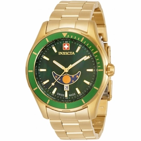 Invicta Men's Watch - Pro Diver Moon Phase Green Dial Yellow Gold Bracelet | 33464