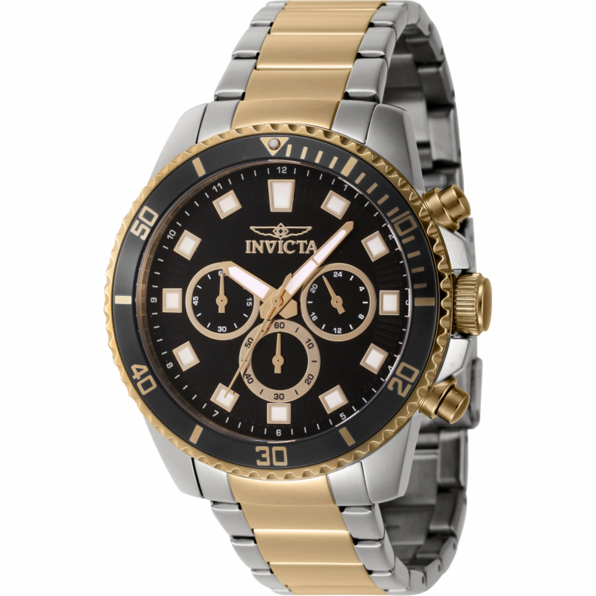 Invicta Men's Watch - Pro Diver Quartz Chrono Silver and Yellow Gold Bracelet | 46058