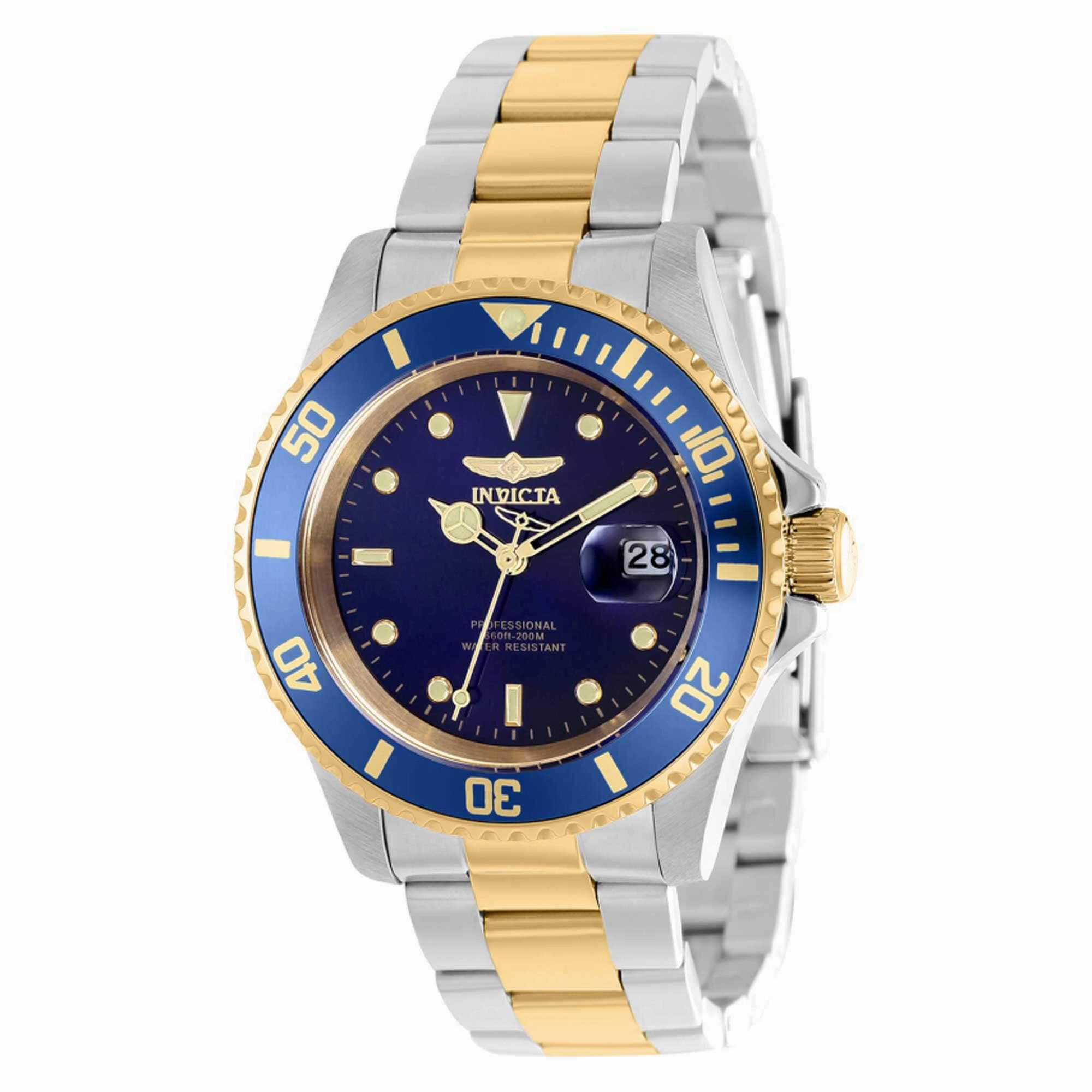 Invicta Men's Watch - Pro Diver Quartz Gold Tone and Blue Rotating Bezel | 37157