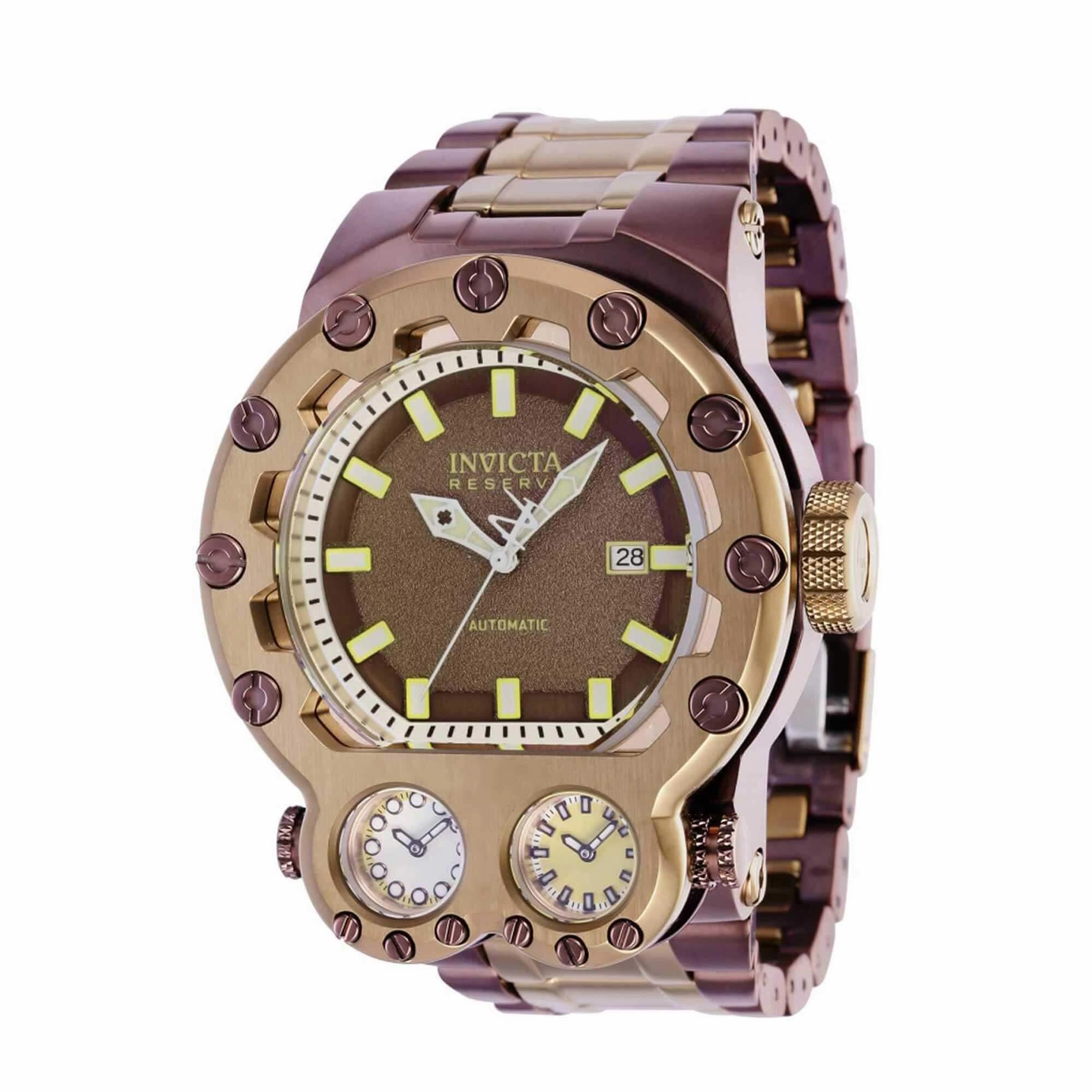 Invicta Men's Watch - Reserve Magnum Tria Automatic Khaki and Brown Bracelet | 37555