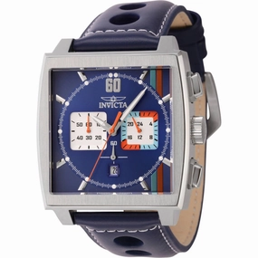 Invicta Men's Watch - S1 Rally Chronograph Blue and Silver Dial Leather Strap | 44299