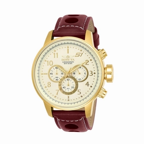 Invicta Men's Watch - S1 Rally Ivory Dial Burgundy Leather Strap Chronograph | 24084