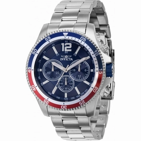 Invicta Men's Watch - Specialty Blue Dial Quartz Chronograph Silver Bracelet | 36558