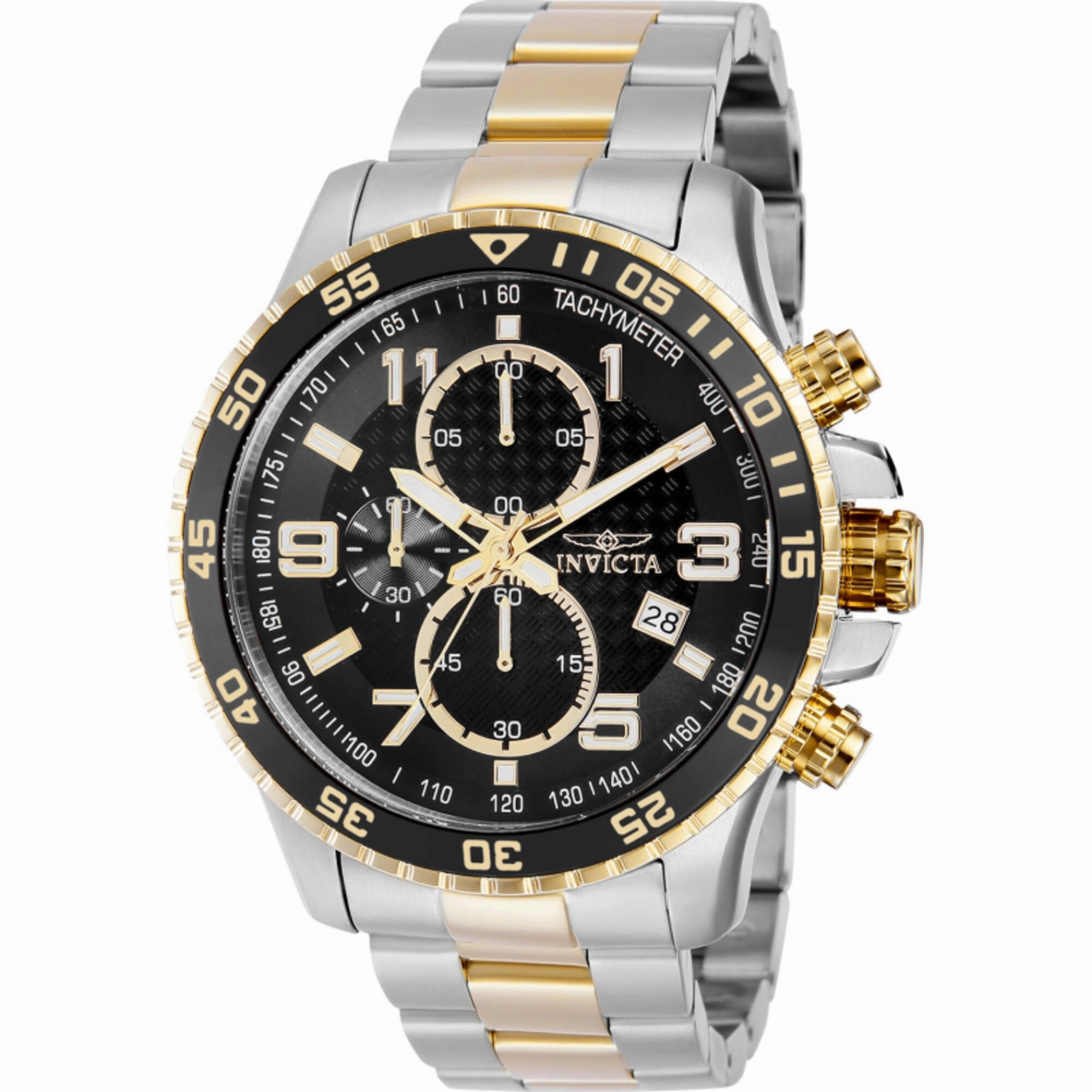 Invicta Men's Watch - Specialty Chrono Black Dial Two Tone Steel Bracelet | 37147