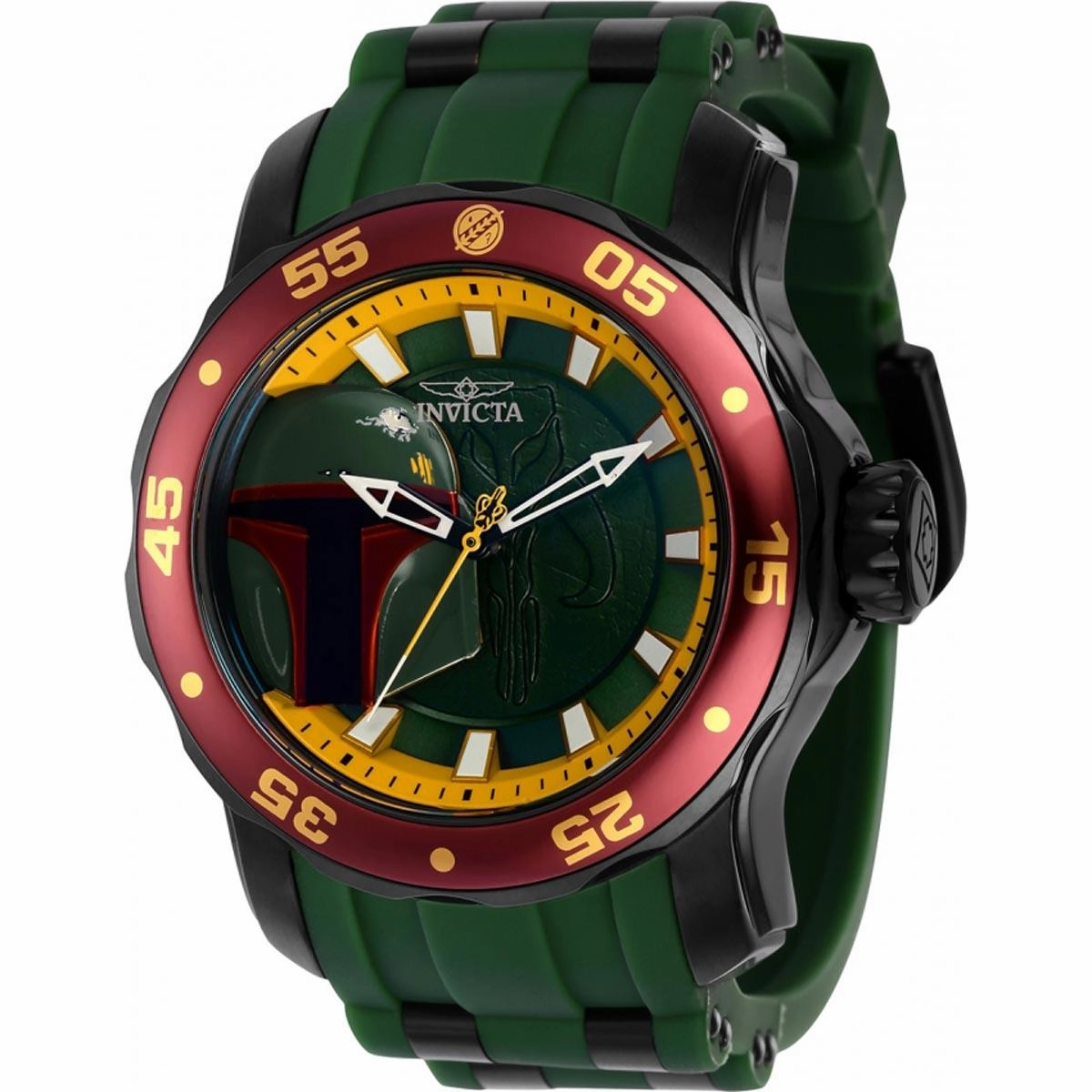 Invicta Men's Watch - Star Wars Boba Fett Quartz Rotating Bezel Rubber Strap | 37209