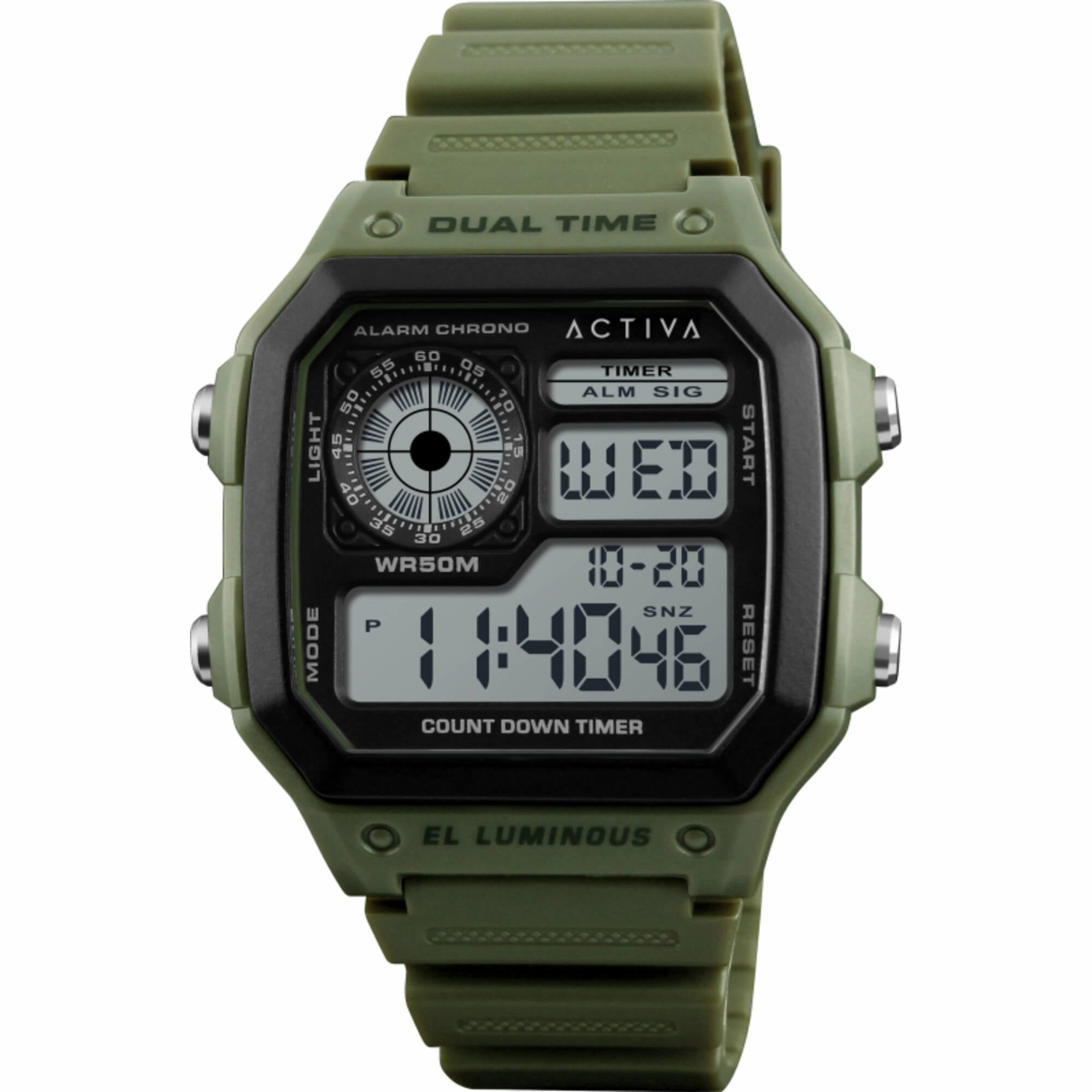 Invicta Men's Watch Activa Alarm Chrono Army Green Strap Digital ACW1299-002