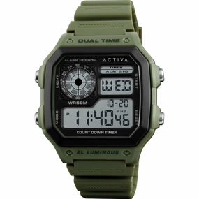 Invicta Men's Watch Activa Alarm Chrono Army Green Strap Digital ACW1299-002
