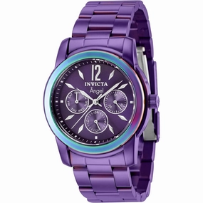Invicta Women's Quartz Watch - Angel Day-Date Purple Stainless Steel Bracelet | 40226