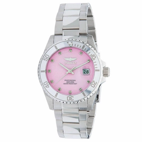 Invicta Women's Quartz Watch - Angel Pink MOP Dial Silver Bracelet Diamond | 30940
