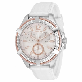 Invicta Women's Quartz Watch - Bolt Silver Tone Dial White Leather Strap | 30889