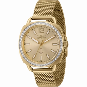 Invicta Women's Quartz Watch - Ocean Voyage Crystal Bezel Gold Tone Dial | 46293