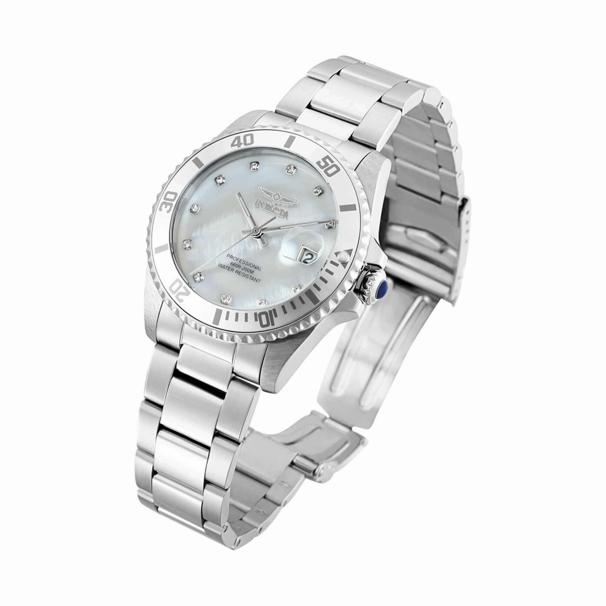 Invicta Women's Quartz Watch - Pro Diver Diamond White Mother of Pearl Dial | 31699