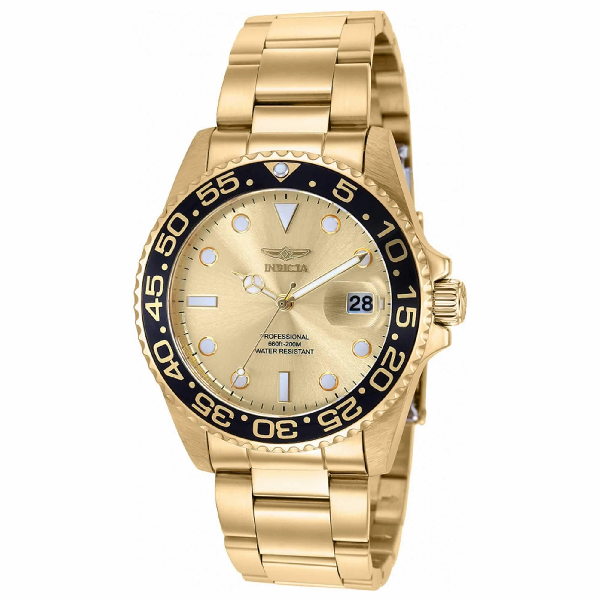 Invicta Women's Quartz Watch - Pro Diver Rotating Bezel Yellow Gold Bracelet | 36544