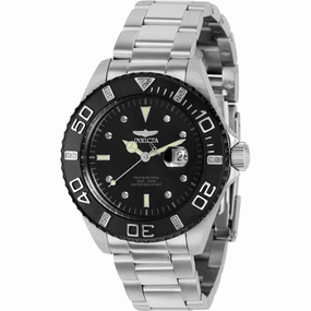 Invicta Women's Swiss Quartz Watch - Pro Diver Black Dial Silver Bracelet | 37019