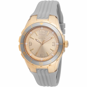 Invicta Women's Watch - Angel Quartz Gold Tone Dial Charcoal Silicone Strap | 48850
