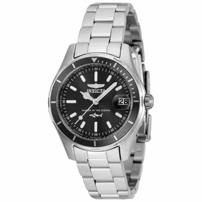 Invicta Women's Watch - Pro Diver Rotating Bezel Black Dial Silver Bracelet | 35599
