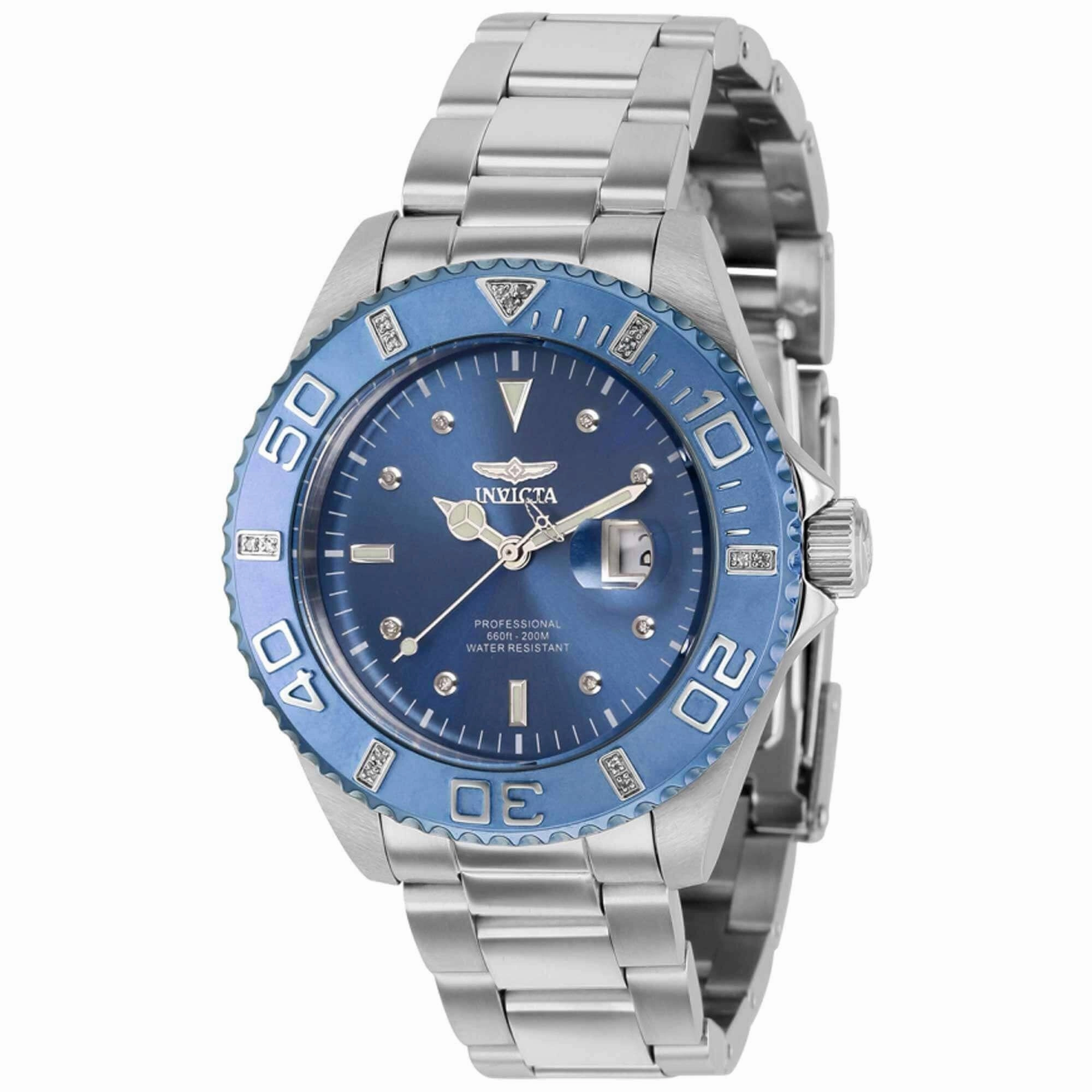 Invicta Women's Watch - Pro Diver Rotating Bezel Metallic Blue Dial Bracelet | 37018