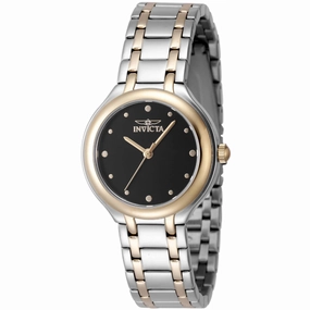 Invicta Women's Watch - Wildflower Quartz Black Dial Two Tone Steel Bracelet | 48229
