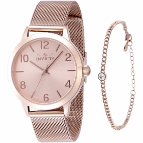 Invicta Women's Watch - Wildflower Quartz Rose Gold Dial Steel Mesh Bracelet | 48331
