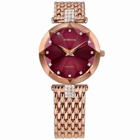 Jowissa Women's Watch - Facet Strass Burgundy Dial Rose Gold Steel Bracelet | J5.714.M