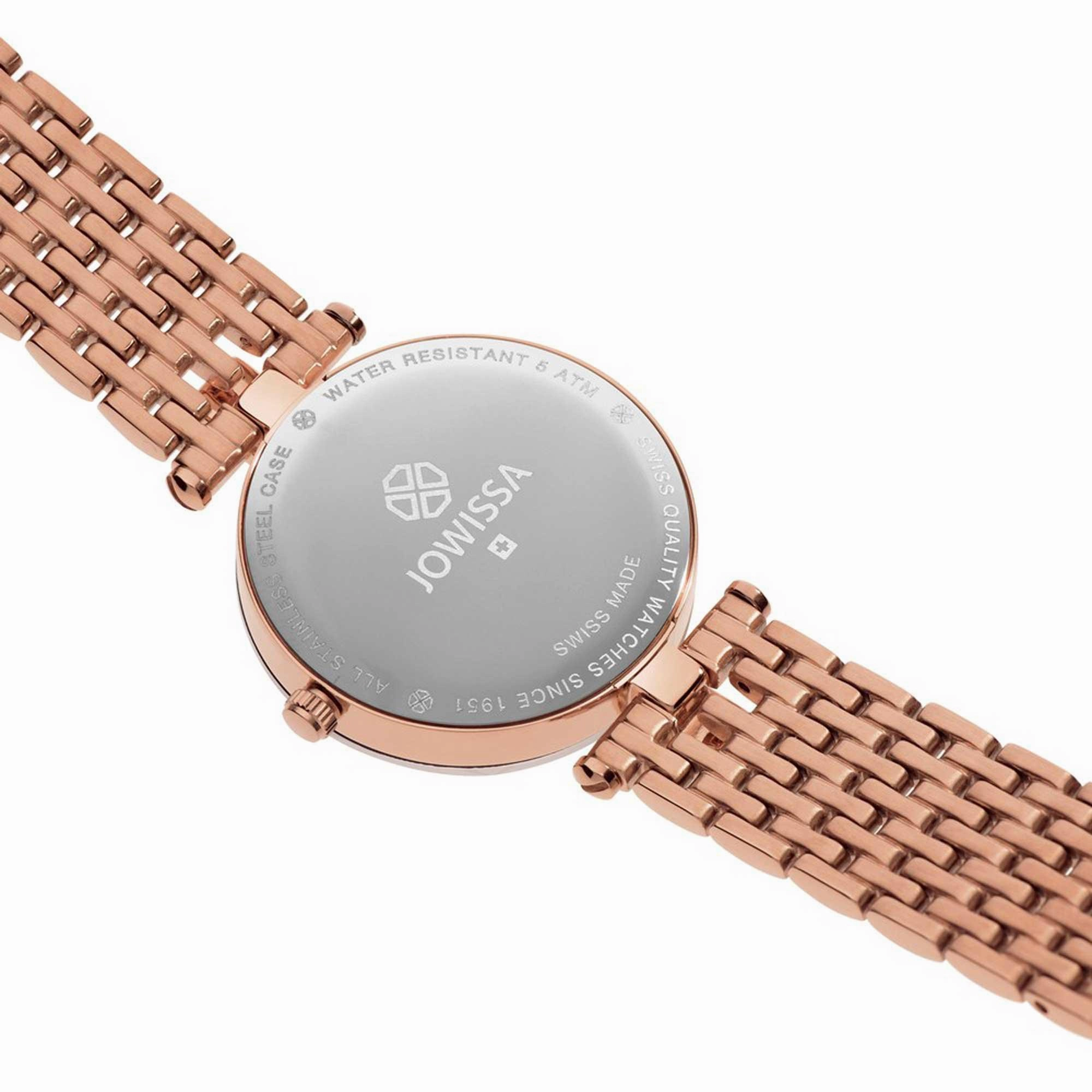 Jowissa Women's Watch - Facet Strass Burgundy Dial Rose Gold Steel Bracelet | J5.714.M