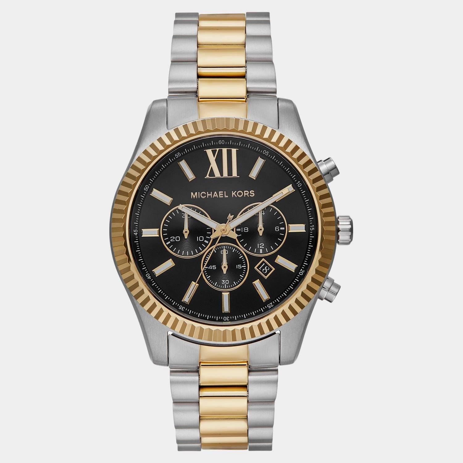 Lexington Men Quartz Black Dial Chronograph Stainless Steel Watch MK9207