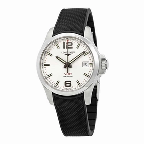 Longines Men's Watch - Conquest V.H.P. White Dial Black Rubber Strap | L37164769