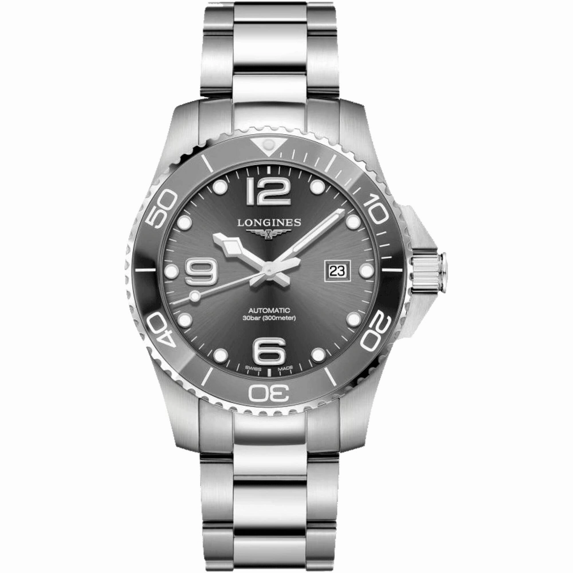 Longines Men's Watch - HydroConquest Automatic Grey Dial Silver Bracelet | L37824766