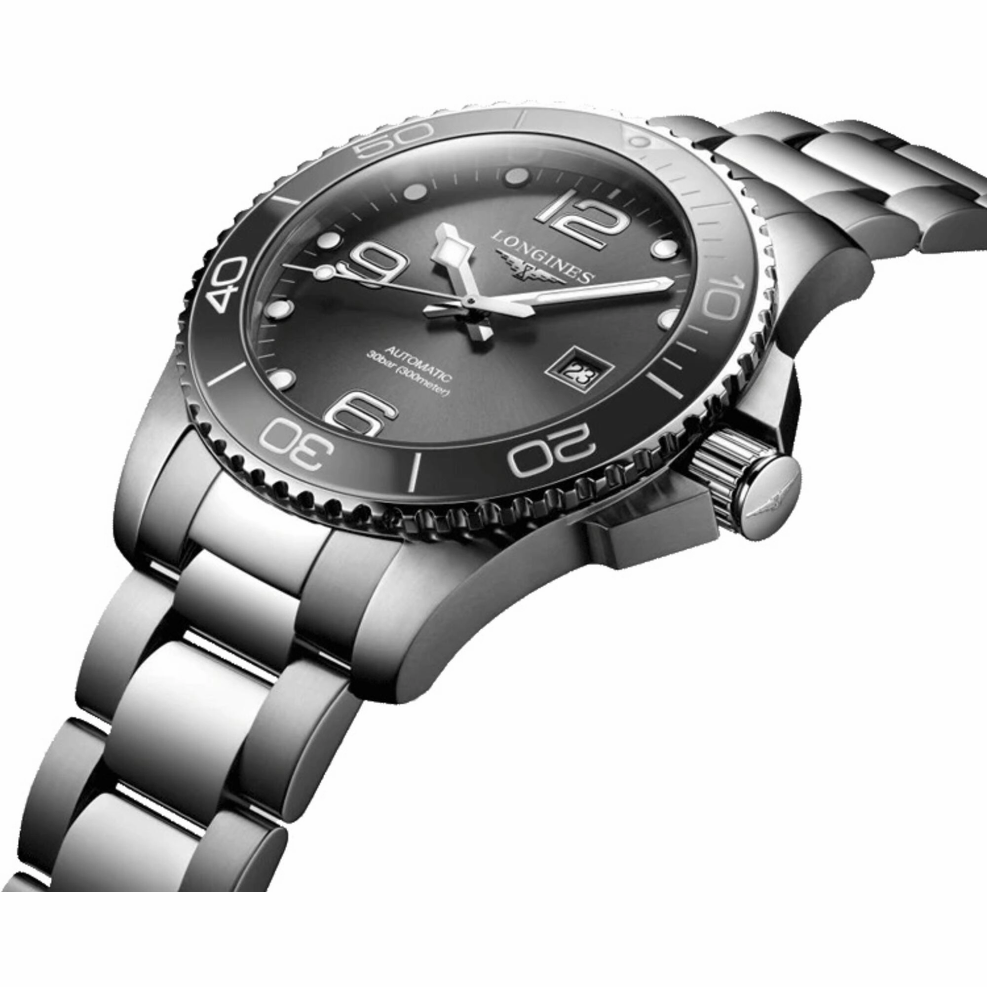 Longines Men's Watch - HydroConquest Automatic Grey Dial Silver Bracelet | L37824766