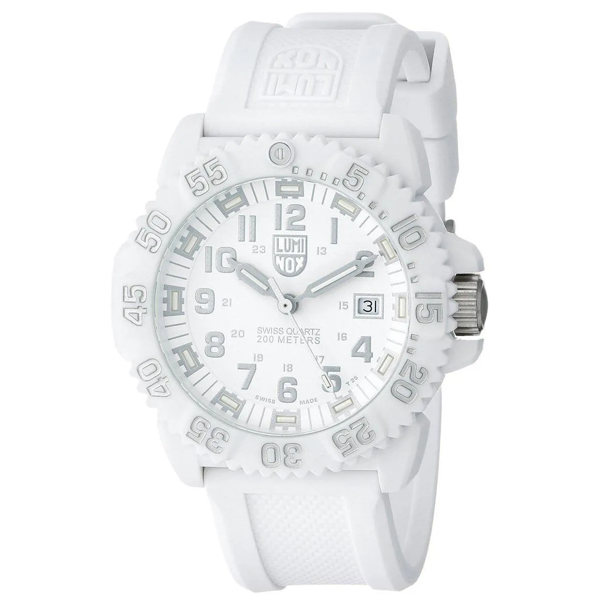 Luminox 3057.WO Men's Navy Seal Colormark White Dial White Silicone Strap Dive Watch