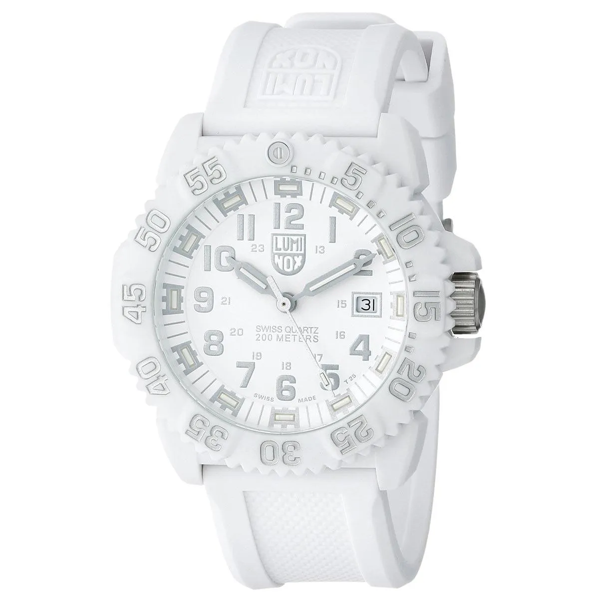 Luminox 3057.WO Men's Navy Seal Colormark White Dial White Silicone Strap Dive Watch
