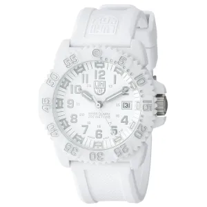 Luminox 3057.WO Men's Navy Seal Colormark White Dial White Silicone Strap Dive Watch