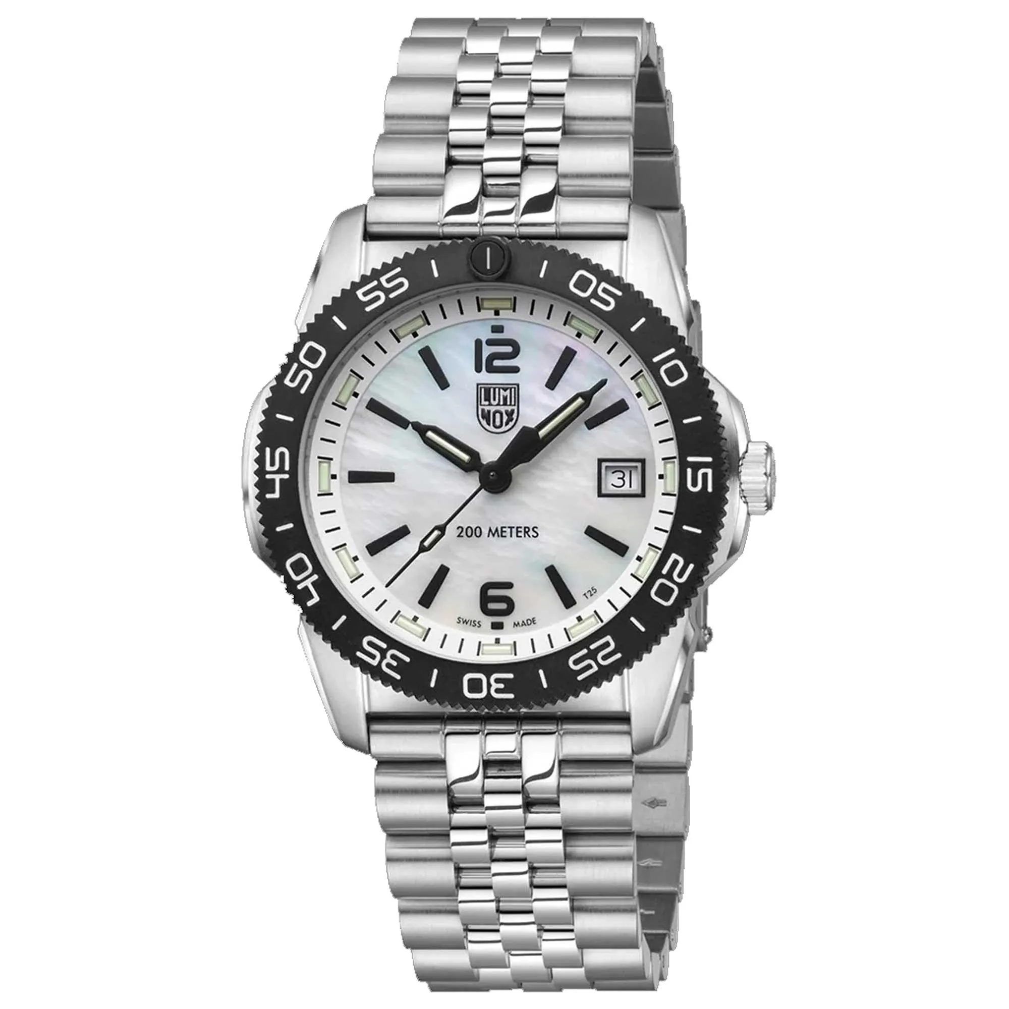 Luminox Men's Quartz Watch - Pacific Diver Ripple MOP Dial Silver Bracelet | 3126.M