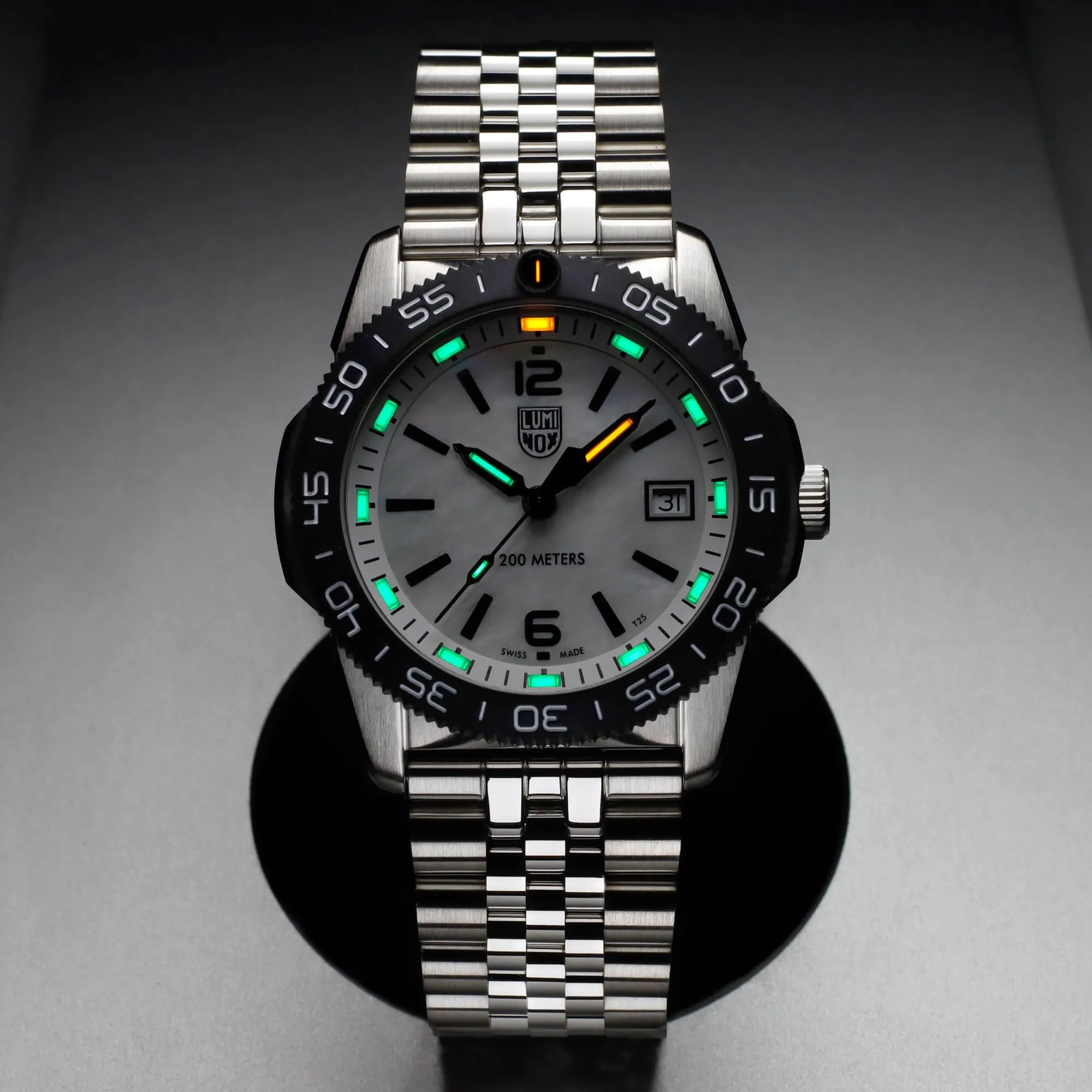 Luminox Men's Quartz Watch - Pacific Diver Ripple MOP Dial Silver Bracelet | 3126.M