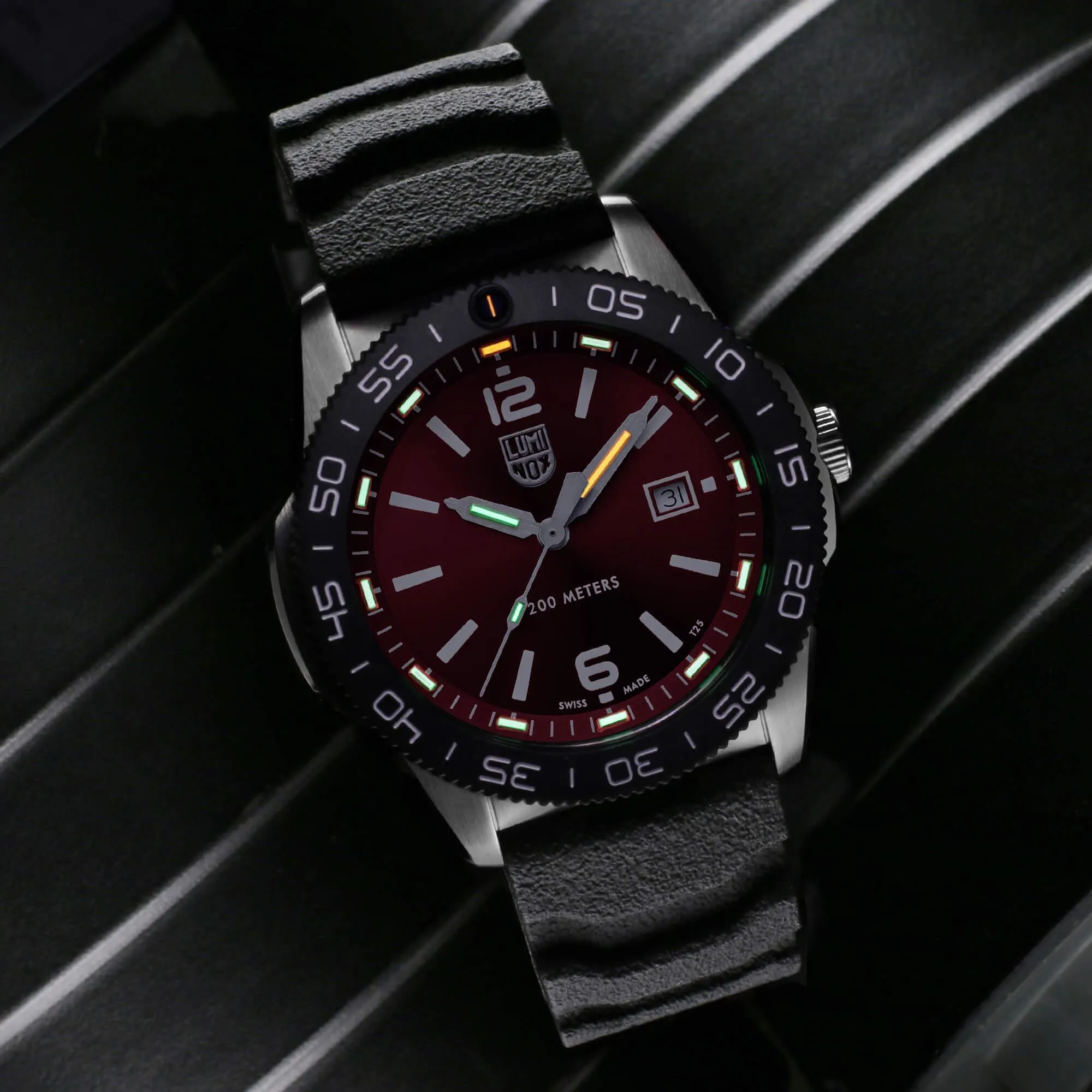 Luminox Men's Watch - Sea Pacific Diver Crimson Red Dial Black Rubber Strap | 3135