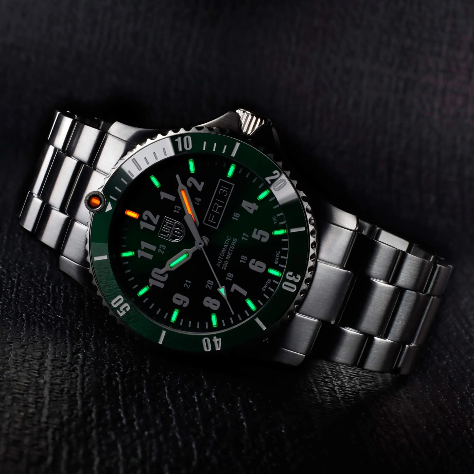 Luminox Men's Watch - Sport Timer Automatic Green Dial Steel Bracelet Dive | XS.0937