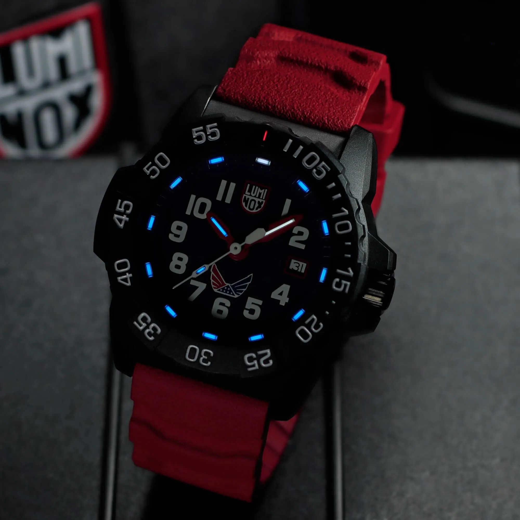 Luminox Men's Watch - X Volition Navy Seal Dive Red Rubber Strap | XS.3501.LM.VO.SET