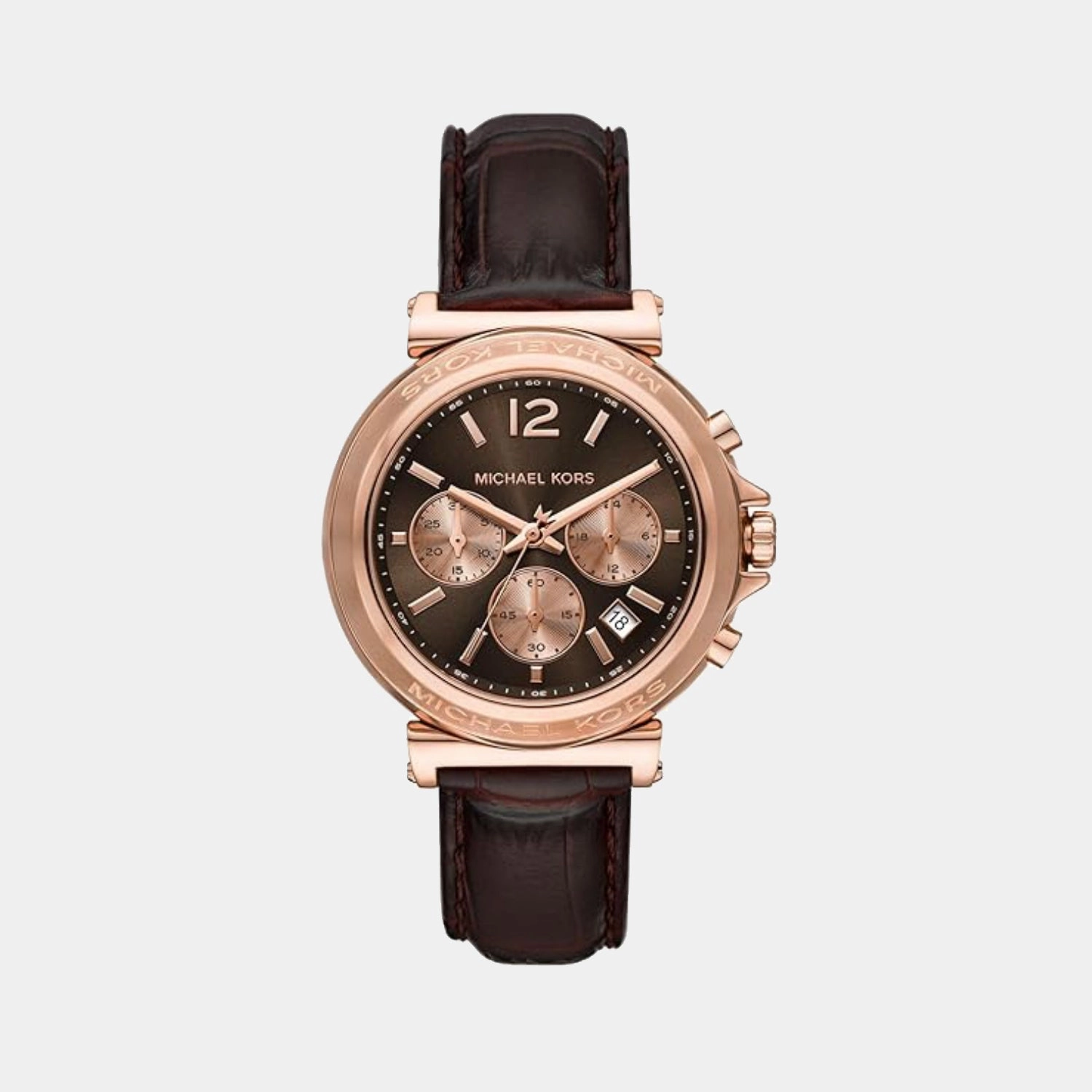 Maren Men Quartz Brown Dial Chronograph Leather Watch MK7497