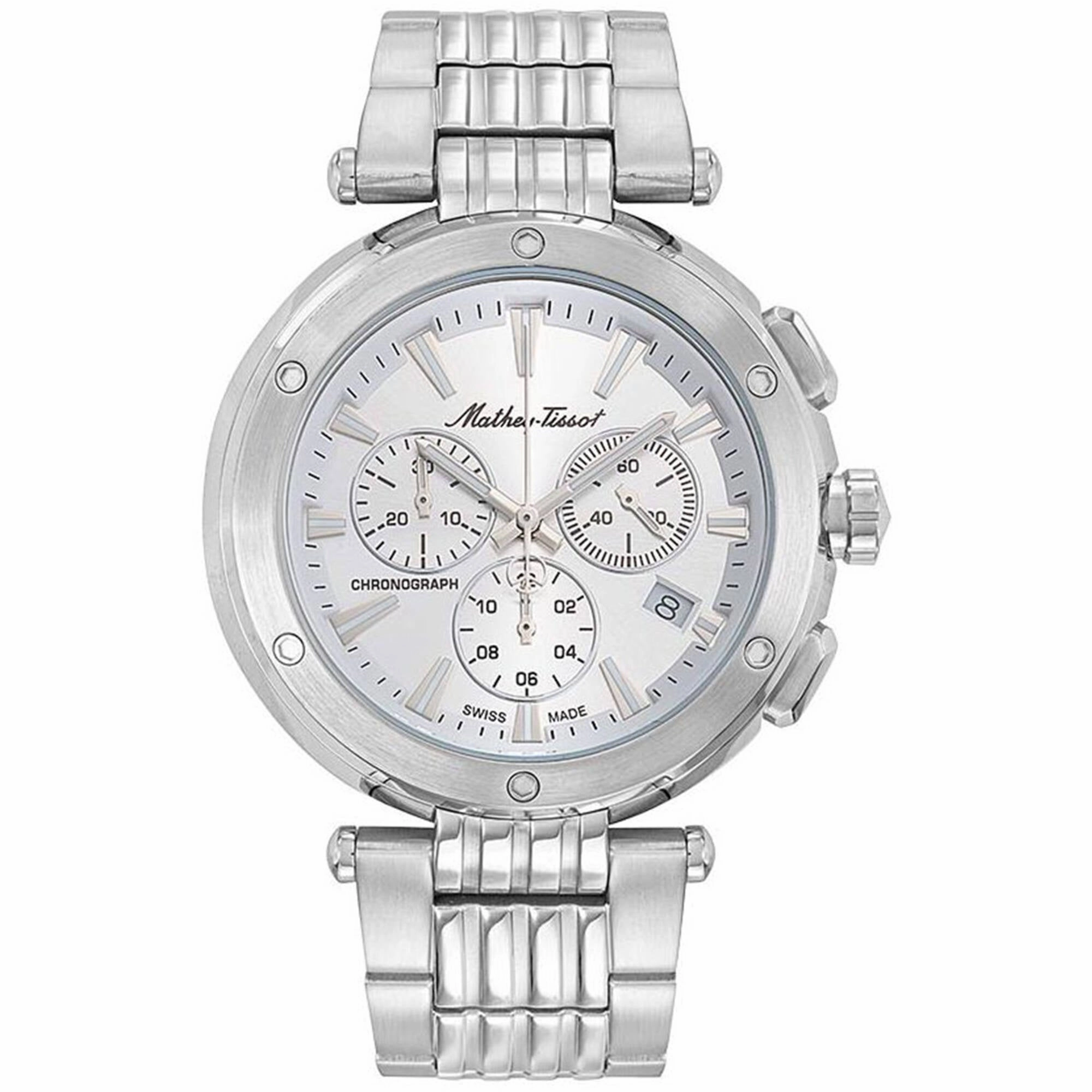 Mathey Tissot Men's Watch - Neptune Chrono Silver Tone Dial Steel Bracelet | H912CHAI
